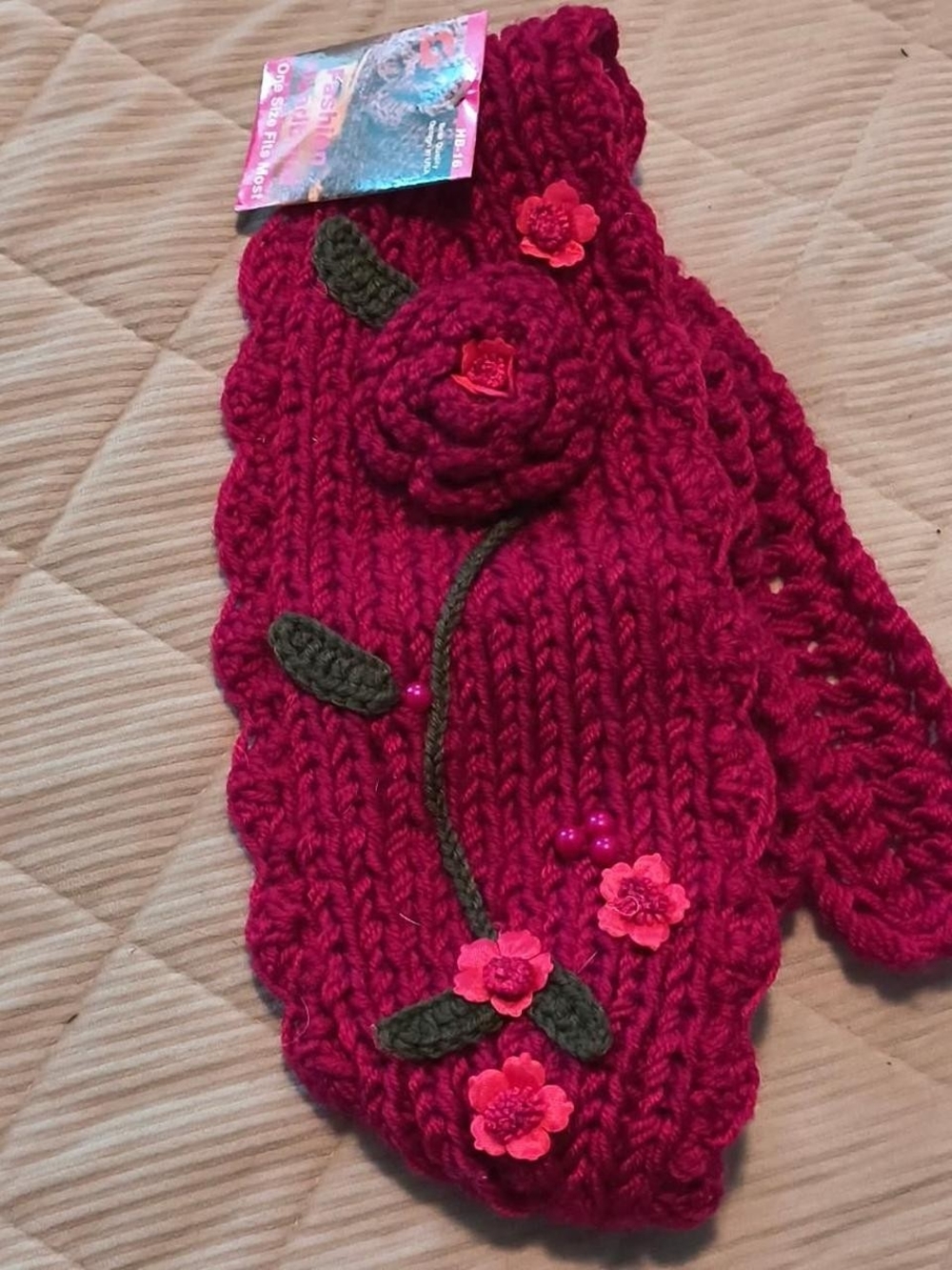 Women Accessories Rose-Embellished Knit Headband - Pink